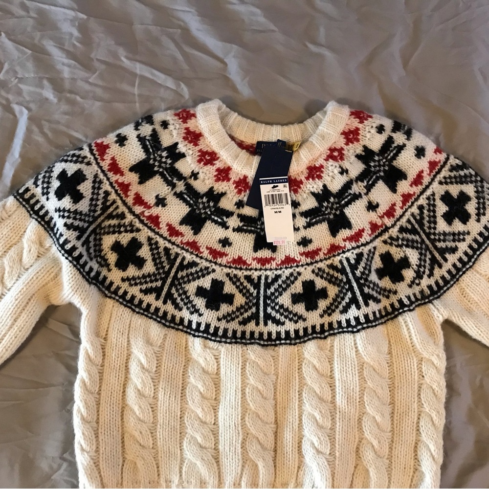 $248 orig price Women's SZ M Polo Ralph Lauren Fair Isle Nordic Wool Alpaca